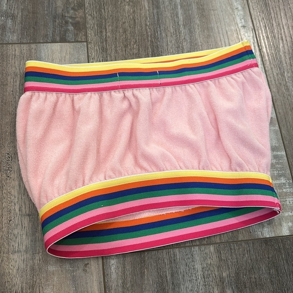 Dolls Kill Pink Terrycloth Patch Bandeau Tube Top Medium - Picture 4 of 5